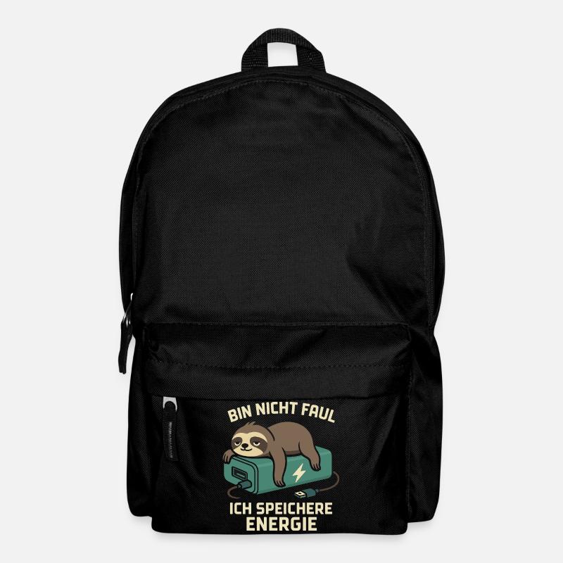 Faultier Spruch: Ich speichere Energie - Rucksack - Schwarz