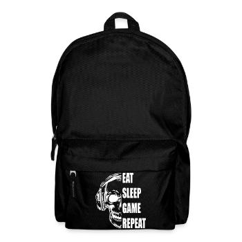 Crâne avec casque Citation de jeu - Sac à dos - noir - Devant