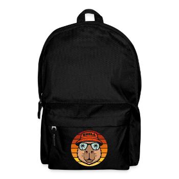 Chill Capybara Retro Sunset with Palm Trees - Backpack - black - Front