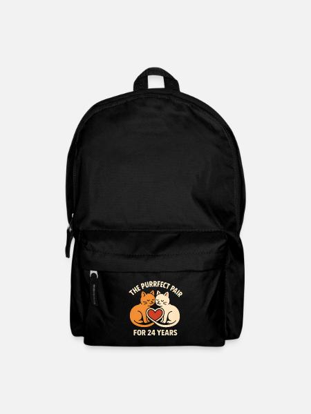 Das perfekte Paar Katzen 24 Jahre Liebe T-Shirt - Rucksack - Schwarz