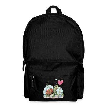 Verträumte Schildkröte mit floralem Herz - Rucksack - Schwarz - Vorne