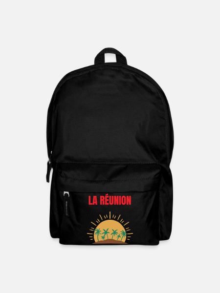Reunion Island Sun and Palm Trees T-shirt - Backpack - black