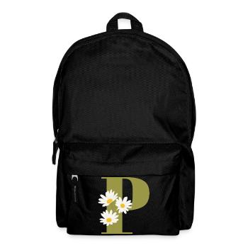 Grüne Gänseblümchen Buchstabe p - Rucksack - Schwarz - Vorne