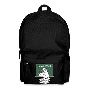 Wise owl reading in class - Backpack - black - Front