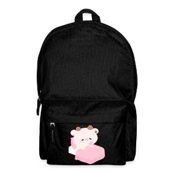 Sleepy Pink Cow Kawaii Bedtime - Backpack - black - Front