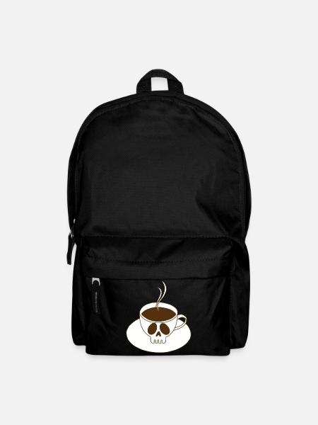 Crâne et tasse de café - Sac à dos - noir