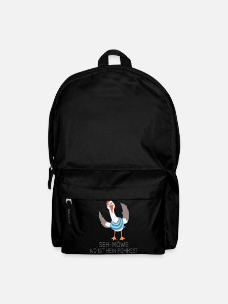 SEH-MÖWE Wo ist mein Pommes? Lustige Möwe - Rucksack - Schwarz