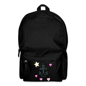 Pastel Anchor Doodle with Hearts and Star - Backpack - black - Front