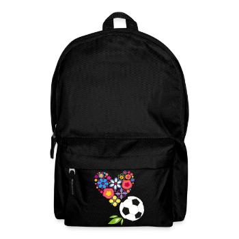 Blumenherz mit Fußball - Rucksack - Schwarz - Vorne