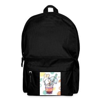 Cute Bunny Funny Boba Bubble Tea - Backpack - black - Front
