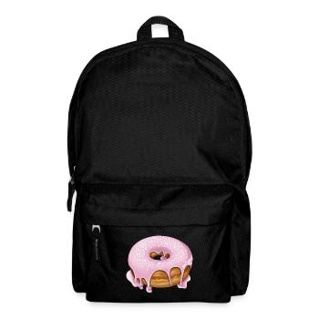 Donut pink mit Streusel Gebäck Illustration - Rucksack - Schwarz - Vorne