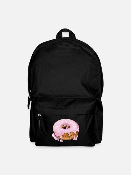 Donut pink mit Streusel Gebäck Illustration - Rucksack - Schwarz