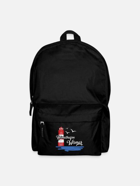 Heimathafen Wismar Hafenstadt Möwe Leuchtturm - Rucksack - Schwarz