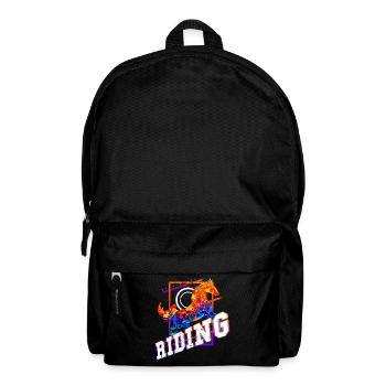 Riding Rider Horse Jumping Sport Colorful Vintage - Backpack - black - Front