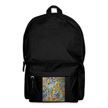 blue yellow round aboriginal painting - Backpack - black - Front