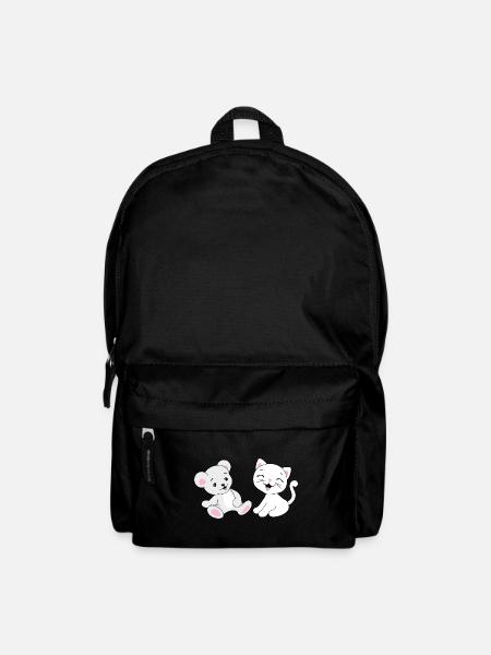 Lachendes Babybär und Kätzchen - Rucksack - Schwarz