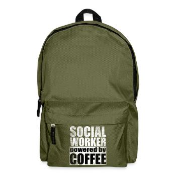 Social worker social worker morning muffle saying - Backpack - olive green - Front