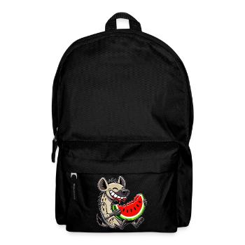 Cute hyena with watermelon cartoon fruit summer - Backpack - black - Front