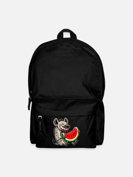 Hyène mignonne avec des fruits de dessin animé de pastèque d’été - Sac à dos - noir