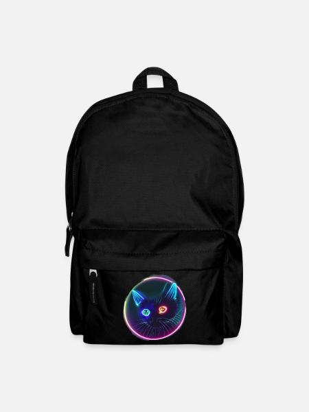 Schwarze Katze mit Neonaugen - Rucksack - Schwarz