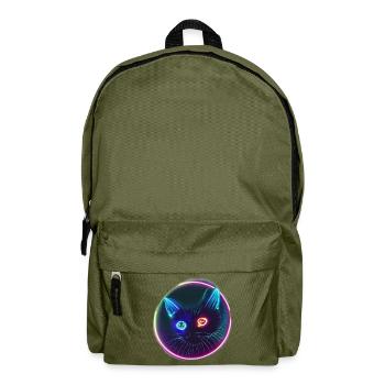 Chat Noir aux Yeux style Neon - Sac à dos - vert olive - Devant
