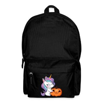 Kawaii Unicorn & Halloween Pumpkin - Backpack - black - Front