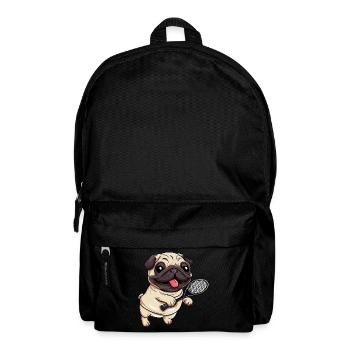 Sporty pug: tennis fun and badminton joy - Backpack - black - Front