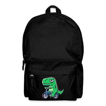 Funny dino T-Rex on bike Bizarre and - Backpack - black - Front