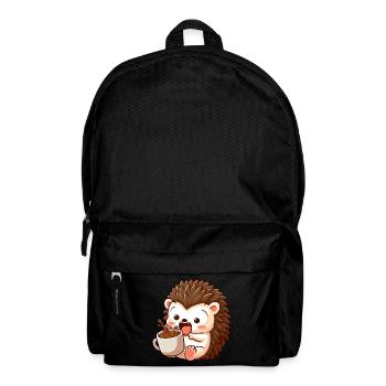 Hedgehog caffeine comic funny shocked hedgehog - Backpack - black - Front