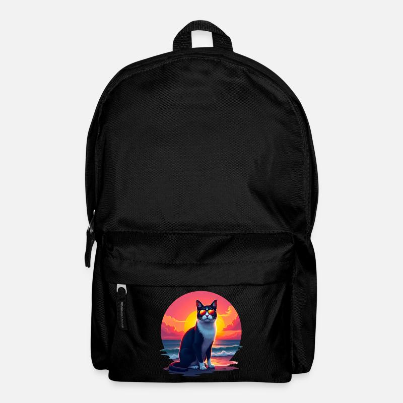 Chat sur la plage - Sac à dos - noir