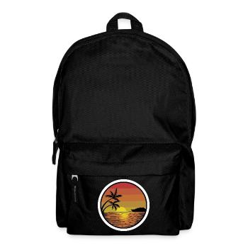 Plage coucher de soleil retro autocollant doré - Sac à dos - noir - Devant
