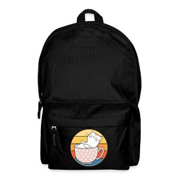 Funny Cute Kawaii Cat Face Retro Sunset - Backpack - black - Front