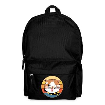 Drôle mignon Kawaii Cat Face Rétro Coucher de soleil - Sac à dos - noir - Devant