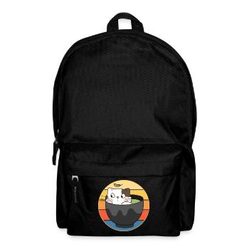 Drôle mignon Kawaii Cat Face Rétro Coucher de soleil - Sac à dos - noir - Devant