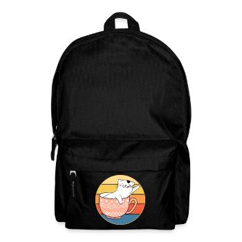 Drôle mignon Kawaii Cat Face Rétro Coucher de soleil - Sac à dos - noir - Devant