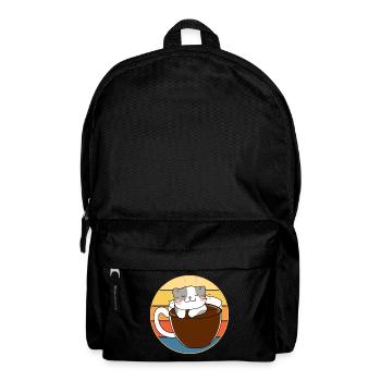 Funny Cute Kawaii Cat Face Retro Sunset - Backpack - black - Front