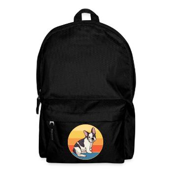 Französische Bulldogge Hunderasse Vintage Retro Sonnenuntergang - Rucksack - Schwarz - Vorne