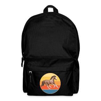 Tier Pferd Vintage Retro Sonnenuntergang - Rucksack - Schwarz - Vorne
