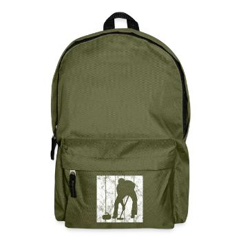 Eis Curling Curler Eisstockschießen Retro Geschenk - Rucksack - Olivgrün - Vorne