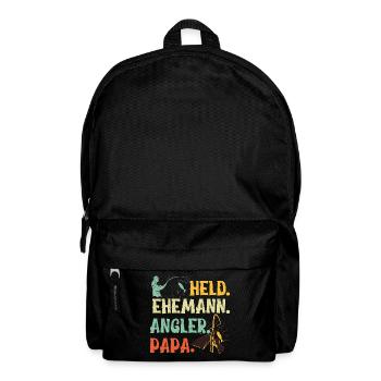 Held. Ehemann. Angler. Papa. - Rucksack - Schwarz - Vorne