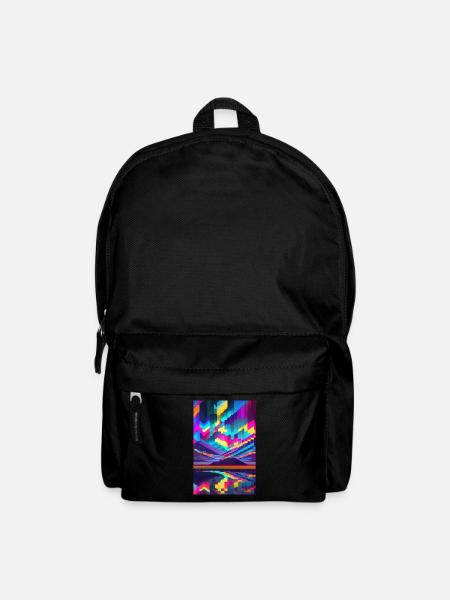 psychedelic glitch of pixels - Backpack - black
