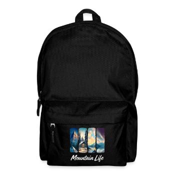 Mountain View with Forest Cabin and Lake - Backpack - black - Front