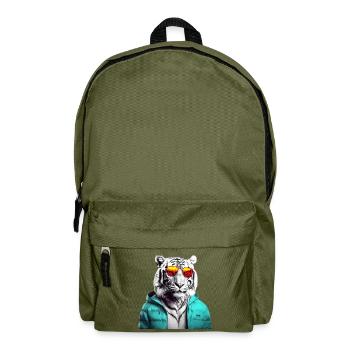 Tiger mit Sonnenbrille Bunt Coole Tiger Waldtier - Rucksack - Olivgrün - Vorne