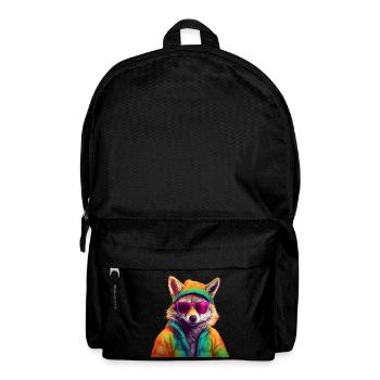 Renard avec lunettes de soleil Renard coloré Cool Animal de la forêt - Sac à dos - noir - Devant