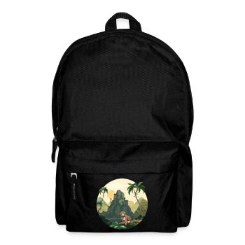 Äffchen Affe Affen Jungle Natur Palmen Berge - Rucksack - Schwarz - Vorne