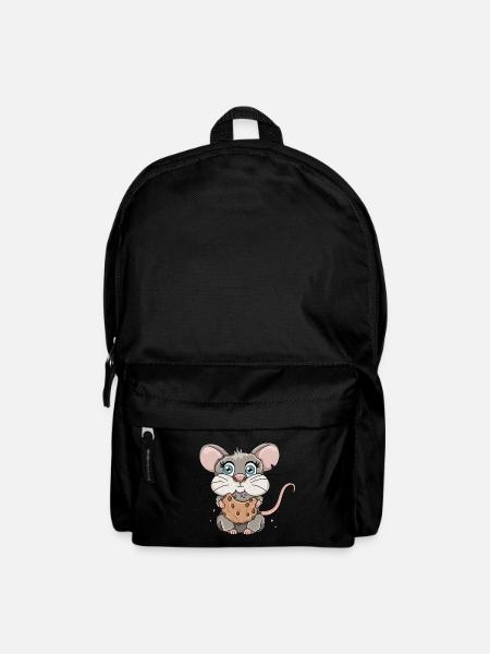 Illustration de dessin animé de miettes de biscuits de souris mignonne - Sac à dos - noir