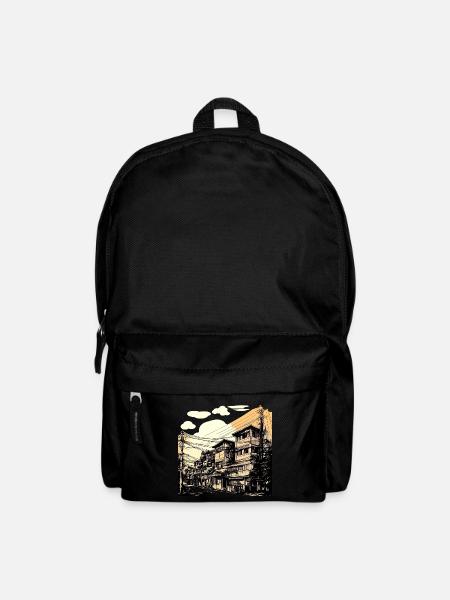 Asiatische Stadt - Rucksack - Schwarz