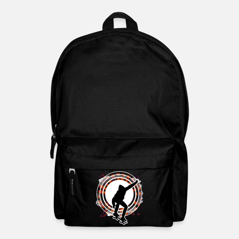 Skateboarder springt Kreis Raster rot - Rucksack - Schwarz