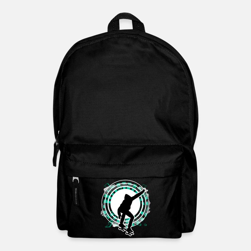 Skateboarder jumps circle grid green - Backpack - black