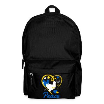 Ukrainische Friedenstaube mit Peacezeichen - Rucksack - Schwarz - Vorne